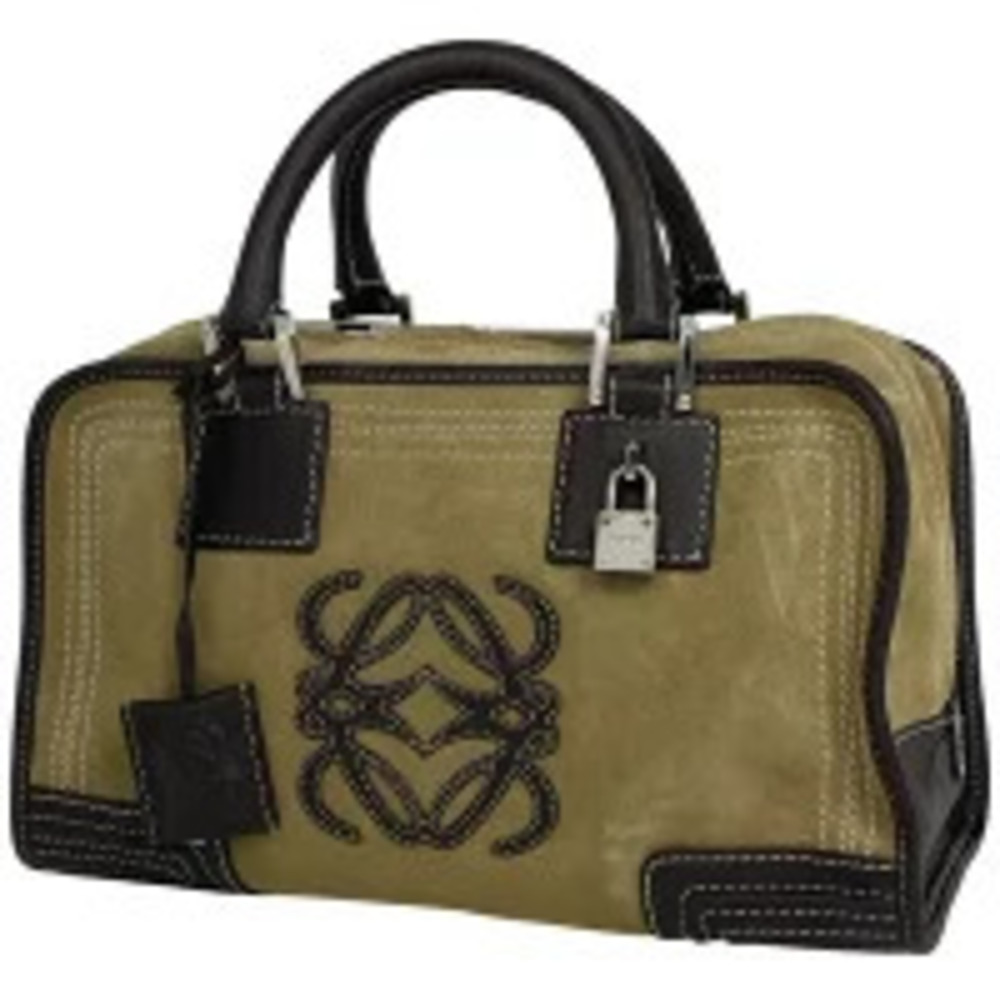 Loewe Amazona Anagram Handbag Suede Beige Brown